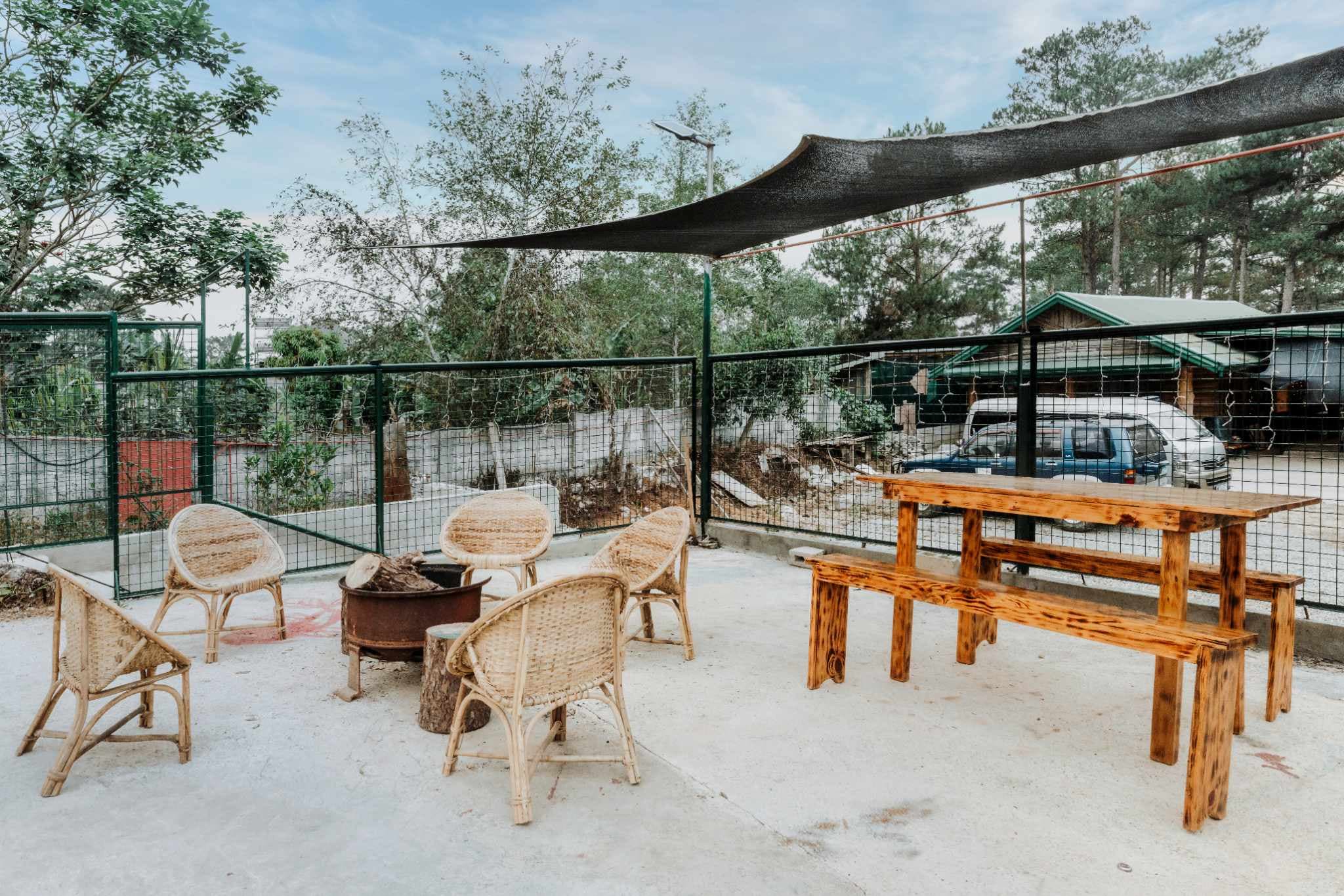 Patio in front of cabin